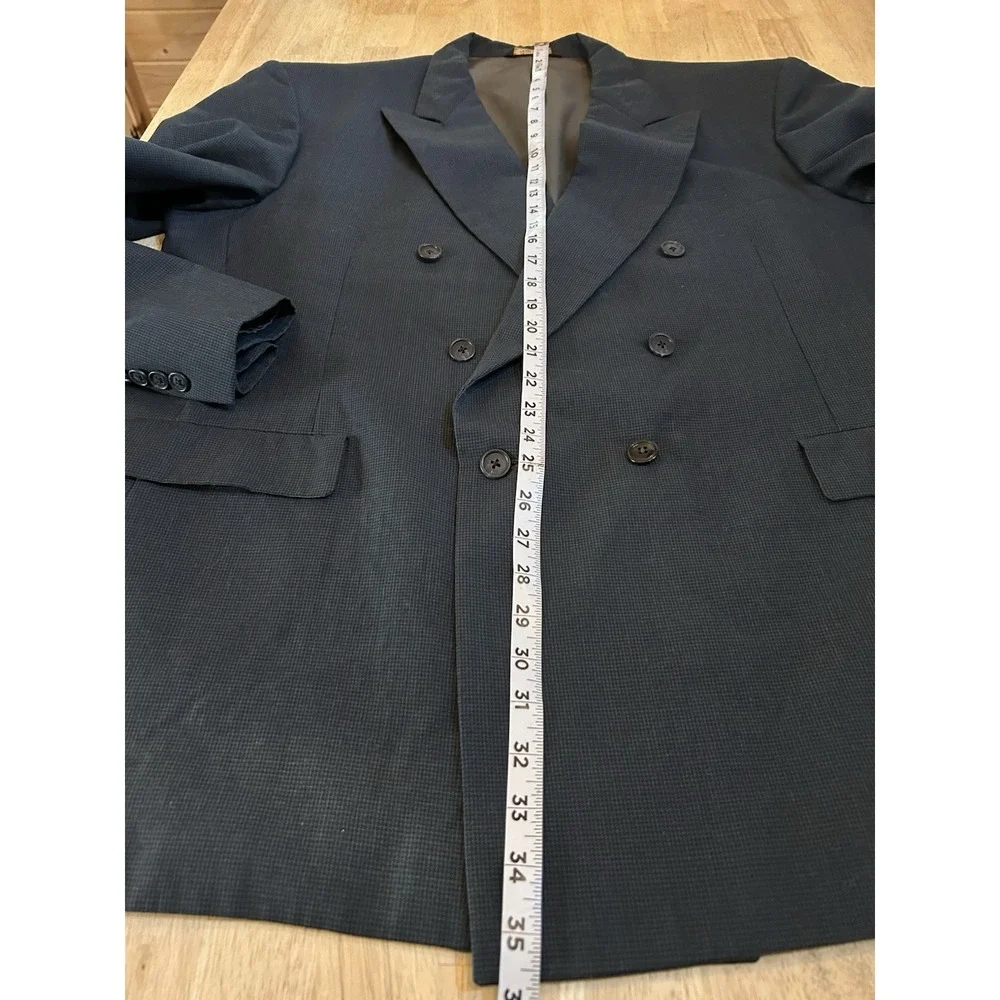 MEETING STREET Blazer Men's‎ Size 46 L Navy Herringbone Wool Double Breasted